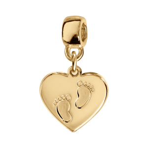 CHARMS COULISSANT VERMEIL COEUR EMPREINTE 2 PIEDS