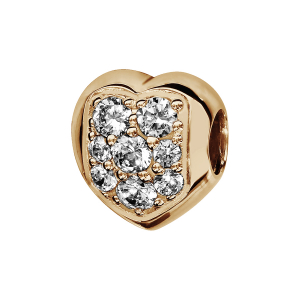 CHARMS COULISSANT PLAQUÉ OR COEUR OXYDES BLANCS SERTIS