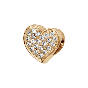 CHARMS COULISSANT PLAQUÉ OR COEUR MICRO OXYDES BLANCS SERTIS RECTO VERSO