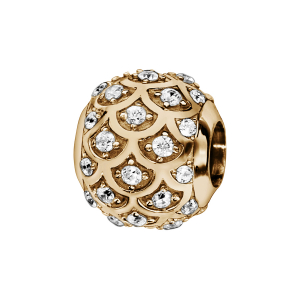 CHARMS COULISSANT PLAQUÉ OR BOULE ECAILLES OXYDES BLANCS
