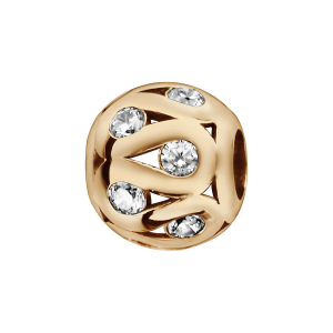 CHARMS COULISSANT PLAQUÉ OR BOULE SINUEUSE AJOUREE OXYDES BLANCS