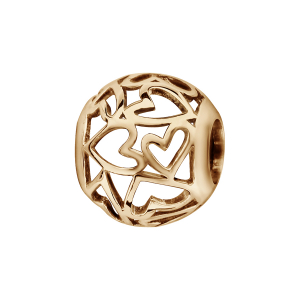 CHARMS COULISSANT PLAQUÉ OR BOULE COEURS AJOURES