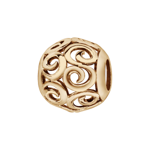 CHARMS COULISSANT PLAQUÉ OR BOULE AJOUREE MOTIF PETITES VOLUTES