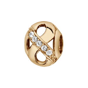 CHARMS COULISSANT PLAQUÉ OR BOULE MOTIF INFINI AJOURE OXYDES BLANCS