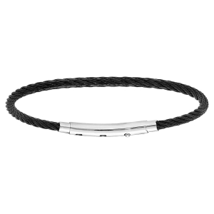 BRACELET ACIER POUR CHARMS MEDIUM HOMME CABLE PVD NOIR FERMOIR TELESCOPIQUE 21CM RÉGLABLE 20 ET 19CM