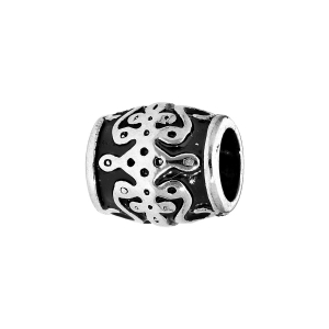 CHARMS ACIER MEDIUM TONNEAU RÉSINE NOIRE AVEC MOTIFS