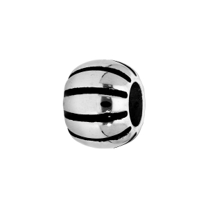 CHARMS ACIER MEDIUM BOULE RAINURES NOIRES