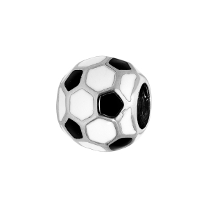 CHARMS ACIER MEDIUM BALLON DE FOOT RÉSINE NOIR ET BLANC