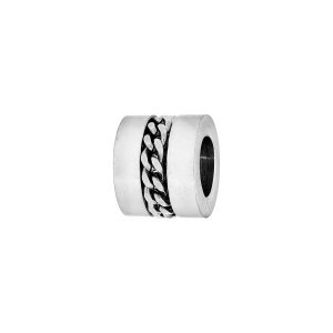 CHARMS ACIER MEDIUM FORME CYLINDRE AVEC CHAINETTE
