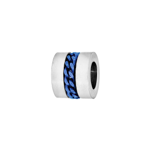 CHARMS ACIER MEDIUM FORME CYLINDRE AVEC CHAINETTE PVD BLEU