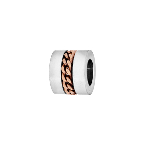CHARMS ACIER MEDIUM FORME CYLINDRE AVEC CHAINETTE PVD ROSE