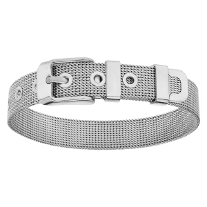BRACELET 10 MM ACIER MAILLE MILANAISE 21CM RÉGLABLE
