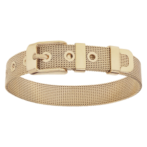 BRACELET 10 MM ACIER ET PVD DORÉ MAILLE MILANAISE 21CM RÉGLABLE