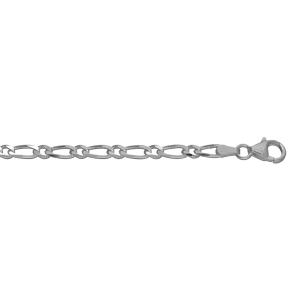 CHAINE HAWAI 1+1 4MM 55CM ARGENT RHODIÉ