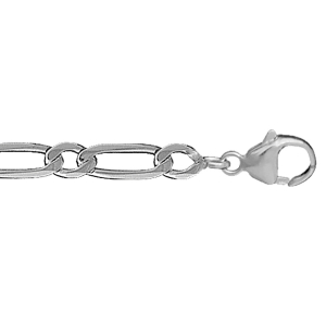 CHAINE HAWAI 1+1 5MM 50CM ARGENT RHODIÉ