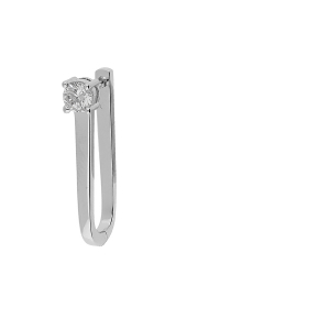 BOUCLE D'OREILLES À L'UNITÉ LONELY TIGE ARGENT RHODIÉ RECTANGULAIRE AVEC 1 OXYDE BLANC SERTI