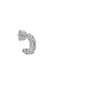 BOUCLE D'OREILLES À L'UNITÉ LONELY TIGE ARGENT RHODIÉ DEMI CRÉOLES OXYDES BLANCS SERTIS