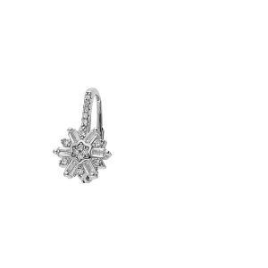 BOUCLE D'OREILLES À L'UNITÉ LONELY DORMEUSE ARGENT RHODIÉ FLOCON DE NEIGE OXYDE BLANC SERTIS