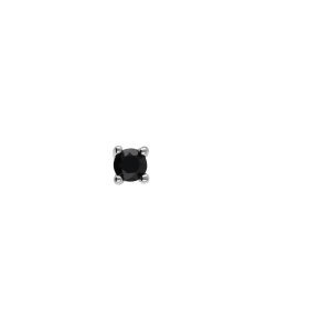 BOUCLE D'OREILLES À L'UNITÉ ARGENT RHODIÉ OXYDES NOIRES SERTI GRIFFE 2 MM