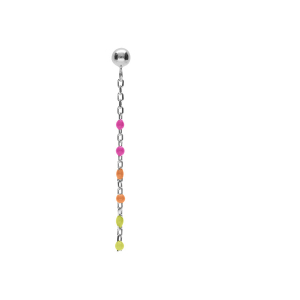 BOUCLE D'OREILLES À L'UNITÉ LONELY TIGE ARGENT RHODIÉ OLIVE RÉSINE MULTICOLORE DEGRADÉ ROSE VERT
