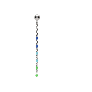 BOUCLE D'OREILLES À L'UNITÉ LONELY TIGE ARGENT RHODIÉ OLIVE RÉSINE MULTICOLORE DEGRADÉ BLEU VERT