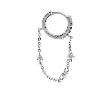 CRÉOLES ARGENT RHODIÉ OXYDES BLANCS ET CHAINETTE AVEC OXYDES BLANCS