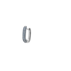BOUCLE D'OREILLES À L'UNITÉ LONELY ARGENT RHODIÉ DEMI CRÉOLE OXYDES BLEU CIEL