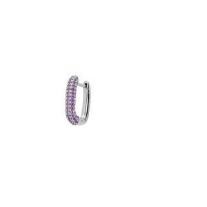 BOUCLE D'OREILLES À L'UNITÉ LONELY ARGENT RHODIÉ DEMI CRÉOLE OXYDES VIOLETS