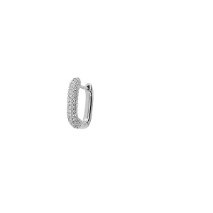 BOUCLE D'OREILLES À L'UNITÉ ARGENT RHODIÉ DEMI CRÉOLE OXYDES BLANCS