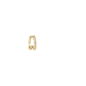BOUCLE D'OREILLES À L'UNITÉ LONELY TIGE PLAQUÉ OR CRÉOLE DOUBLE RANG TORSADE ET LISSE