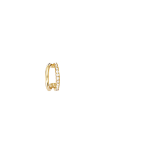 BOUCLE D'OREILLES À L'UNITÉ TIGE PLAQUÉ OR CRÉOLE DOUBLE RANG LISSE ET OXYDES BLANCS