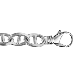 BRACELET ARGENT RHODIÉ MAILLE MARINE MASSIVE OVALE 18,5CM