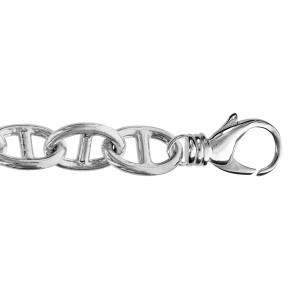 BRACELET ARGENT RHODIÉ MAILLE MARINE MASSIVE OVALE 20CM