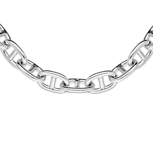 COLLIER ARGENT RHODIÉ MAILLE MARINE MASSIVE OVALE 45CM