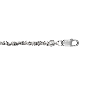 BRACELET ARGENT TRIPLE CHAINE TORSADE 18CM